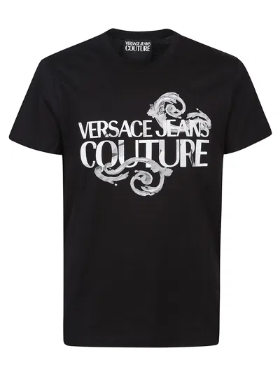 Versace Jeans Couture Watercolor Logo T-shirt In Black