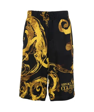 Versace Jeans Couture Watercolour Couture Knee-length Shorts In Black