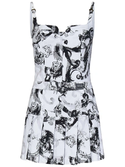 Versace Jeans Couture Watercolour Couture Mini Dress In Bianco