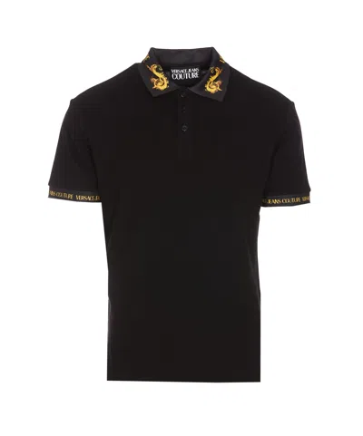 Versace Jeans Couture Watercolour Couture Polo In Black