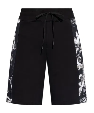 Versace Jeans Couture Watercolour Couture-printed Drawstring Track Shorts In Black
