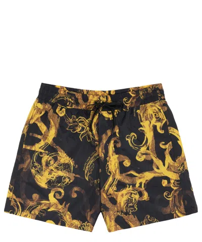 Versace Jeans Couture Watercolour Couture Swim Shorts In Black