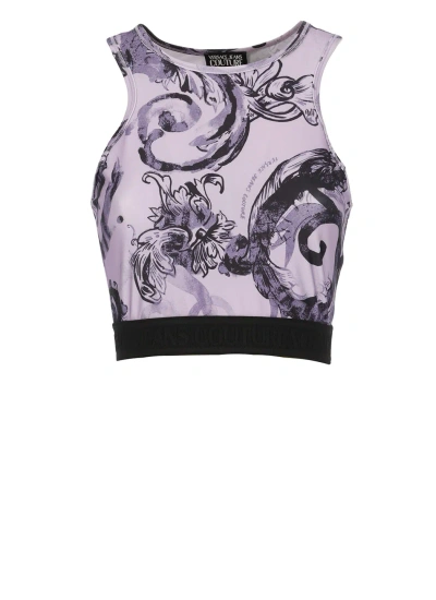 Versace Jeans Couture Watercolour Couture Top In Grey