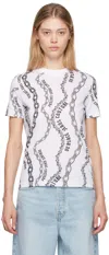 Versace Jeans Couture Chain Couture Print Crewneck Short Sleeve Top In E003 White