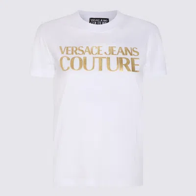 Versace Jeans Couture White And Gold-tone Cotton T-shirt