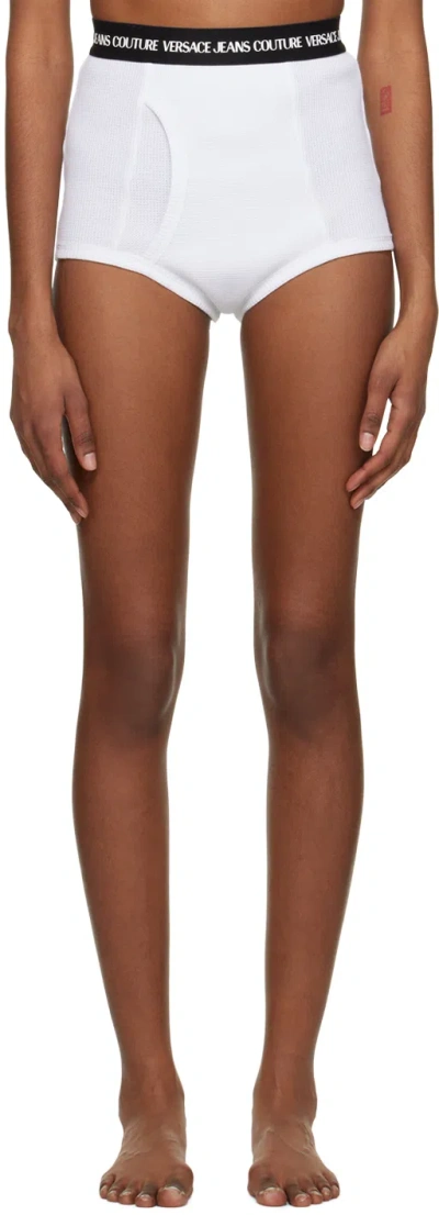 Versace Jeans Couture White Bonded Shorts In E003 White