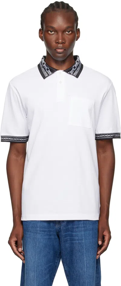 Versace Jeans Couture White Chain Couture Polo In E003-white
