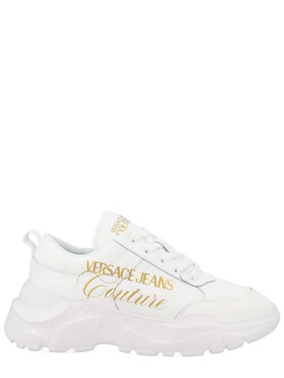 Versace Jeans Couture White Chunky Sculpted Sole Logo Sneakers