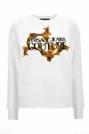 Versace Jeans Couture White Cotton Crewneck Sweatshirt With Gold Logo In White