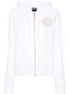Versace Jeans Couture Logo-embroidered Zip-up Hoodie In White