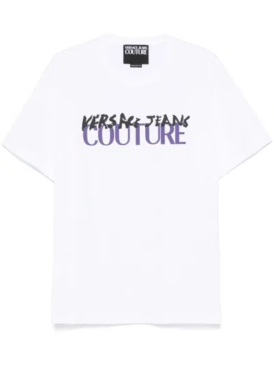 Versace Jeans Couture White Cotton T-shirt With Front Logo