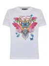 Versace Jeans Couture White Cotton Crew Neck T-shirt With Print In White