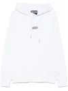 Versace Jeans Couture White Hoodie In Cotton With Gold Label With Logo In White