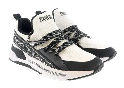 Pre-owned Versace Jeans Couture White Lace Up Athletic Fashion Comfort Knit Sneakers-