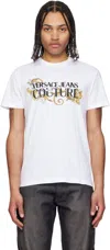 Versace Jeans Couture Logo-print T-shirt In Eg03-white/gold