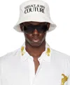 VERSACE JEANS COUTURE WHITE LOGO BUCKET HAT