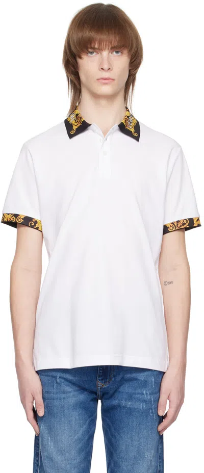 Versace Jeans Couture White Logo Couture Polo In E003 White