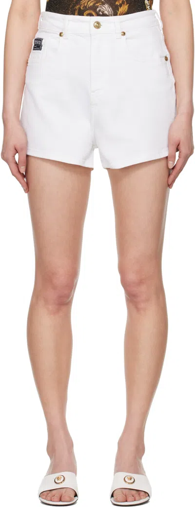 Versace Jeans Couture White Logo Denim Shorts
