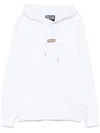 Versace Jeans Couture White Hoodie In Cotton With Gold Label With Logo