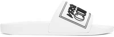 Versace Jeans Couture White Logo Shelly Pool Slides In E003-white