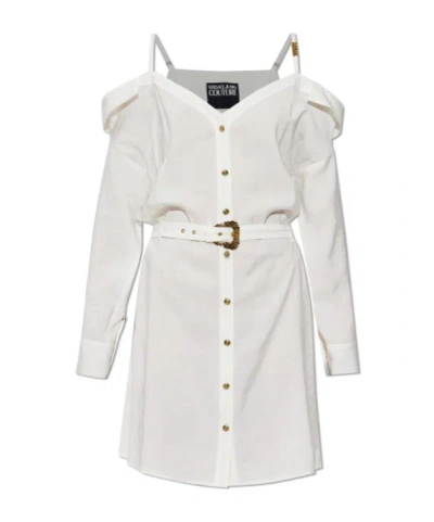 Versace Jeans Couture White Off-shoulder Dress