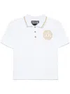 Shop Versace Jeans Couture White Polo Shirt With Logo Print On The Chest