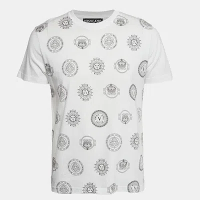 Pre-owned Versace Jeans Couture White Printed Jersey Cre Neck T-shirt L