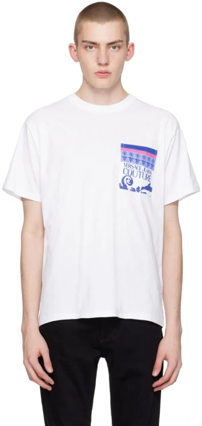 Versace Jeans Couture White Printed T-shirt In E003 White