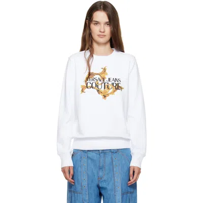 Versace Jeans Couture White Screen-printed Sweatshirt In Multi