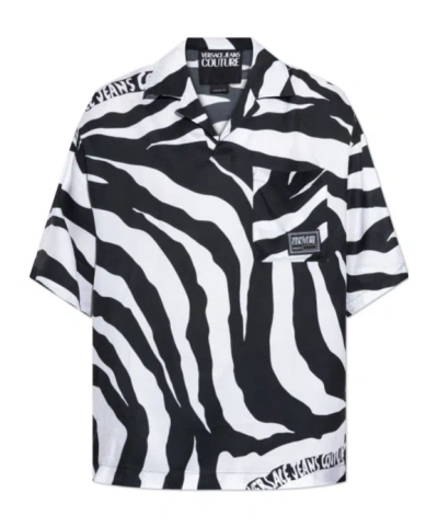 Versace Jeans Couture White Shirt With Pocket In Black