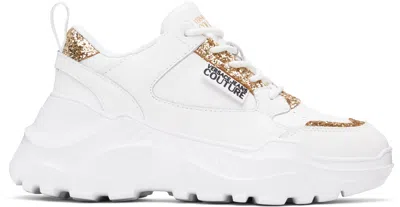 VERSACE JEANS COUTURE WHITE SPEEDTRACK LOW TOP SNEAKERS