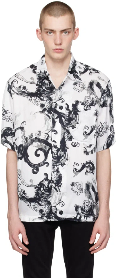 Versace Jeans Couture White Watercolor Couture Shirt In E003 White