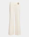 Versace Jeans Couture Off-white Baroque Buckle Trousers In Cloud Dancer