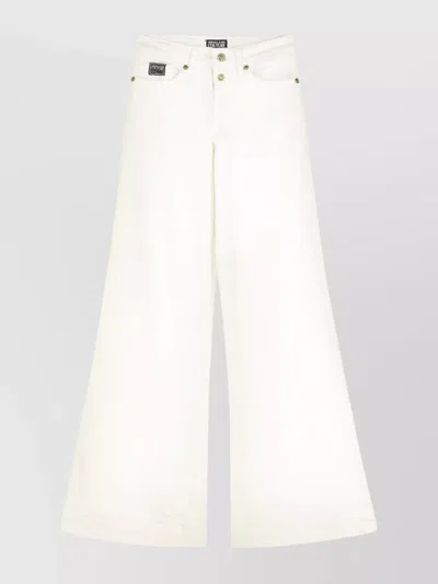 Versace Jeans Couture Wide-leg Denim Trousers Featuring Pockets In White