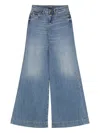 Versace Jeans Couture Wide-leg Faded Wash Denim Trousers With Belt Loops In Blue