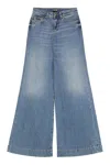 Versace Jeans Couture Wide-leg Faded Wash Denim Trousers With Belt Loops In Blue