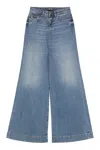 Versace Jeans Couture Wide-leg Faded Wash Denim Trousers With Belt Loops In Blue