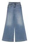 Versace Jeans Couture Wide-leg Faded Wash Denim Trousers With Belt Loops In Blue