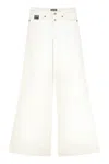 Versace Jeans Couture Wide-leg Denim Trousers Featuring Pockets In White