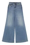 Versace Jeans Couture Wide-leg Faded Wash Denim Trousers With Belt Loops In Blue