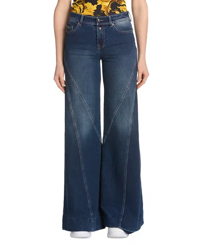 Versace Jeans Couture Wide Leg Jeans In Indigo In Blue