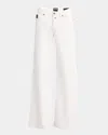 Versace Jeans Couture Drill High Rise Cotton Straight Jeans In White In White