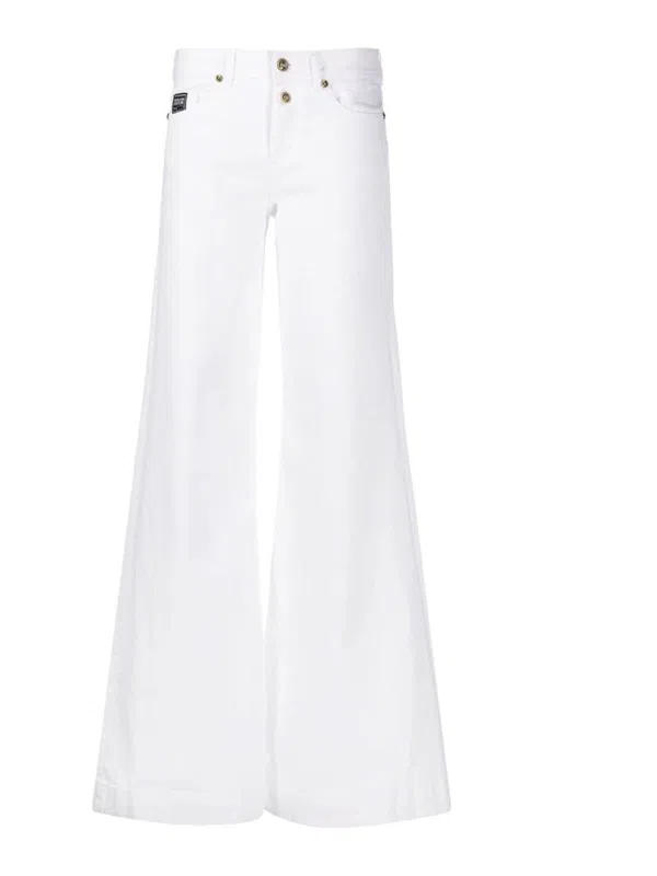 Versace Kids logo-patch flared jeans - White