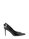Versace Jeans Couture Black Scarlett Baroque Buckle Heels In Black