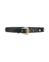 Versace Jeans Couture Woman Belt Black Size 36 Calfskin, Polyurethane Coated In Black