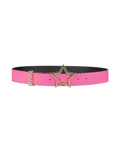 Versace Jeans Couture Woman Belt Fuchsia Size 32 Calfskin In Pink