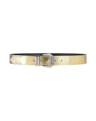 Versace Jeans Couture Woman Belt Gold Size 34 Polyurethane In Yellow