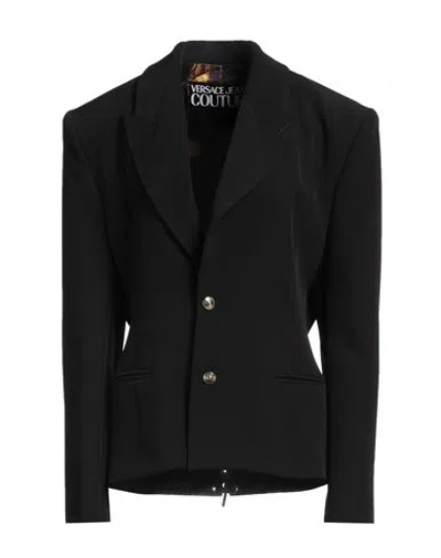VERSACE JEANS COUTURE VERSACE JEANS COUTURE WOMAN BLAZER BLACK SIZE 10 POLYESTER, ELASTANE