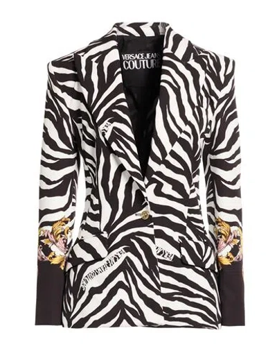 Versace Jeans Couture Woman Blazer Black Size 8 Polyester, Elastane In Blue