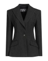 Versace Jeans Couture Woman Blazer Black Size 8 Polyester, Viscose, Elastane In Black